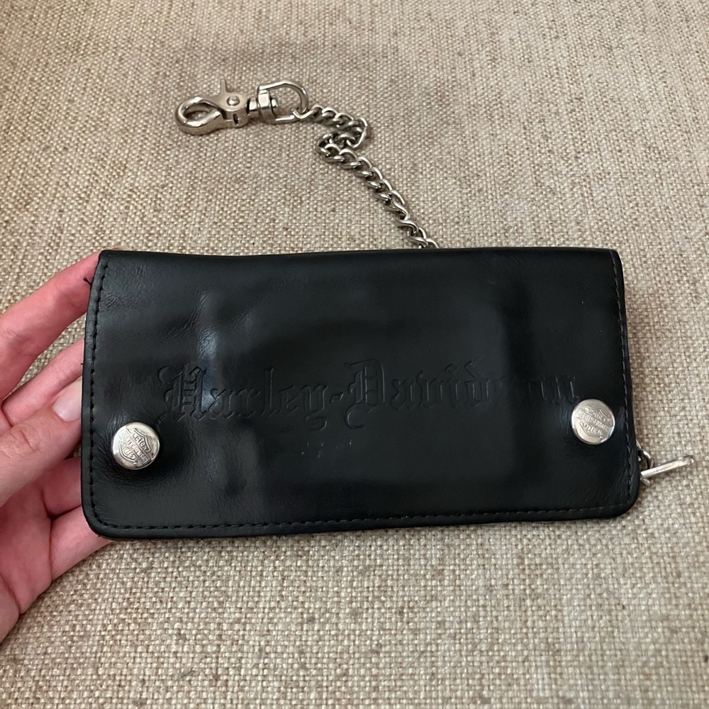 Harley-Davidson Black Leather Wallet with Chain